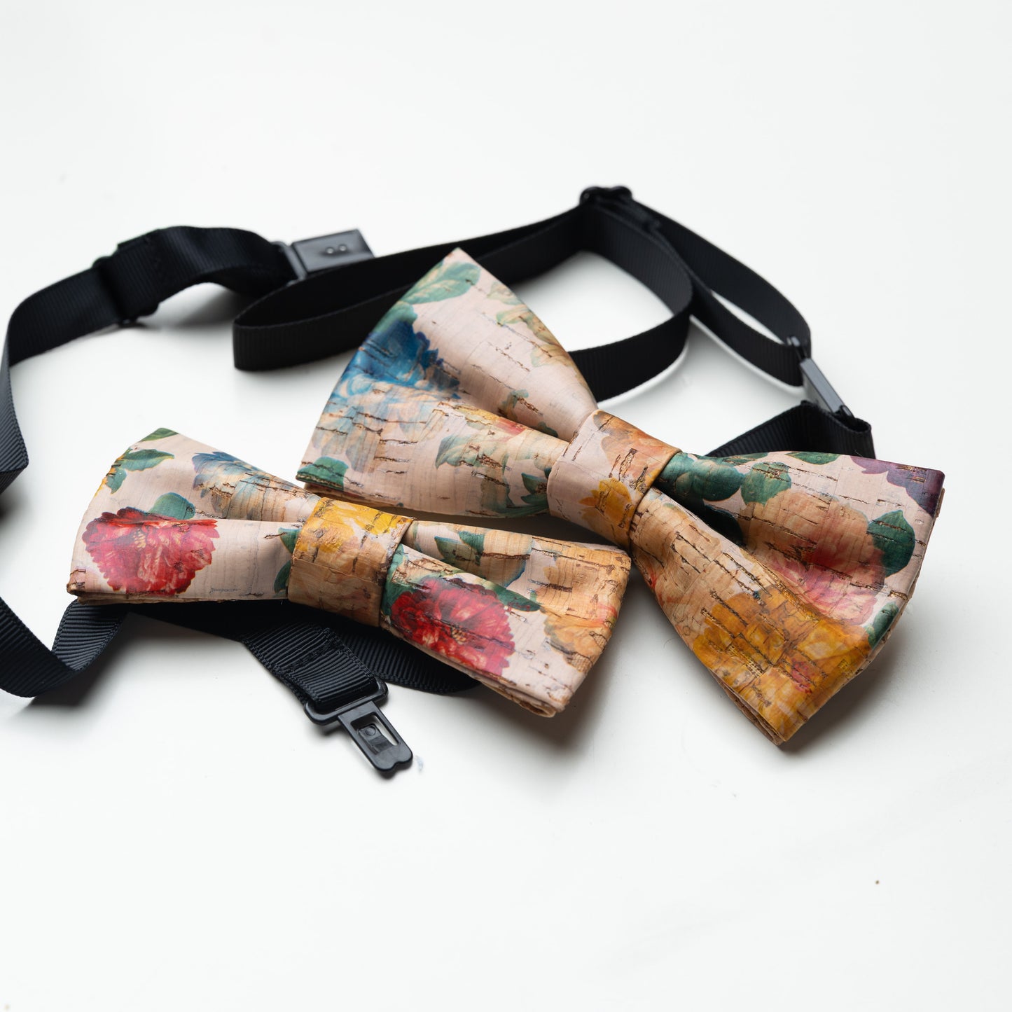 Duo de Noeuds Papillon en liege "Floral"