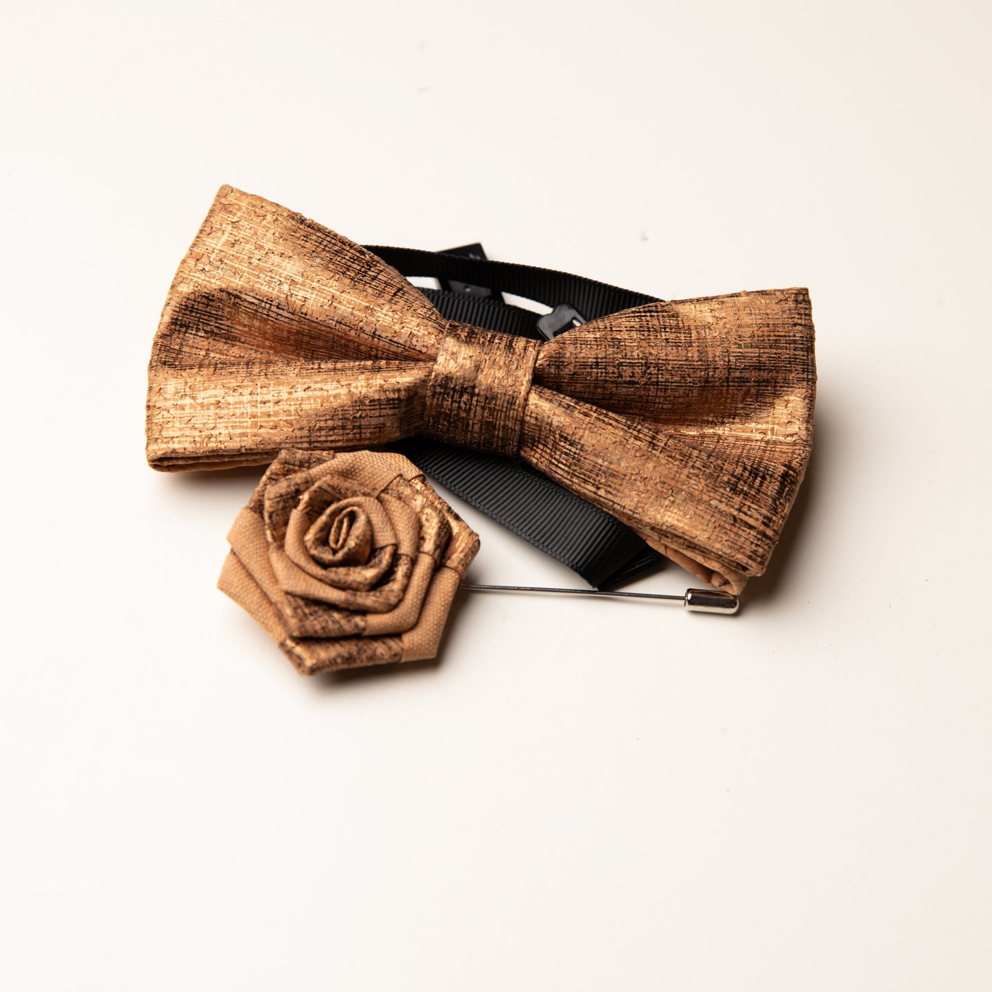 Noeud Papillon Liege + broche Or mat